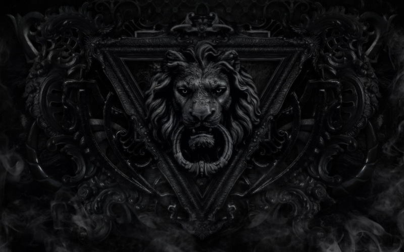 photography, 2K, cool, artistic, animal, lion, black, knocker, pretty, 3d and abstract, steel, door