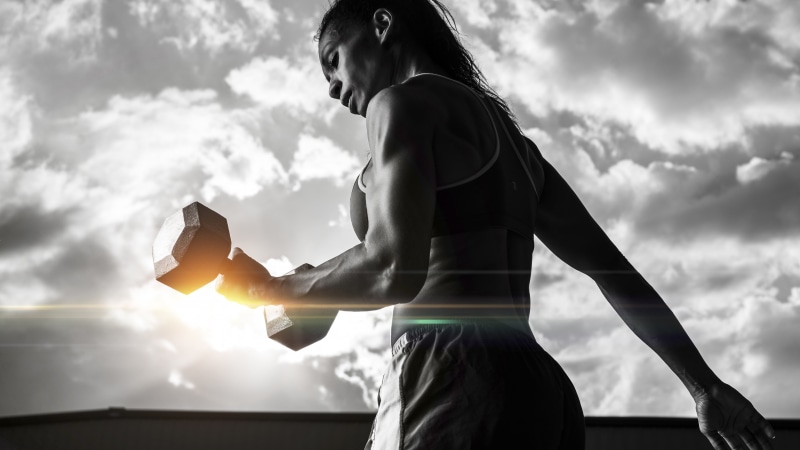 gym, Girl, 5K, photo, exercise, woman, motivation, dumbbell, workout, dumbbells, exercising, fitness, sportswear, using, grayscale