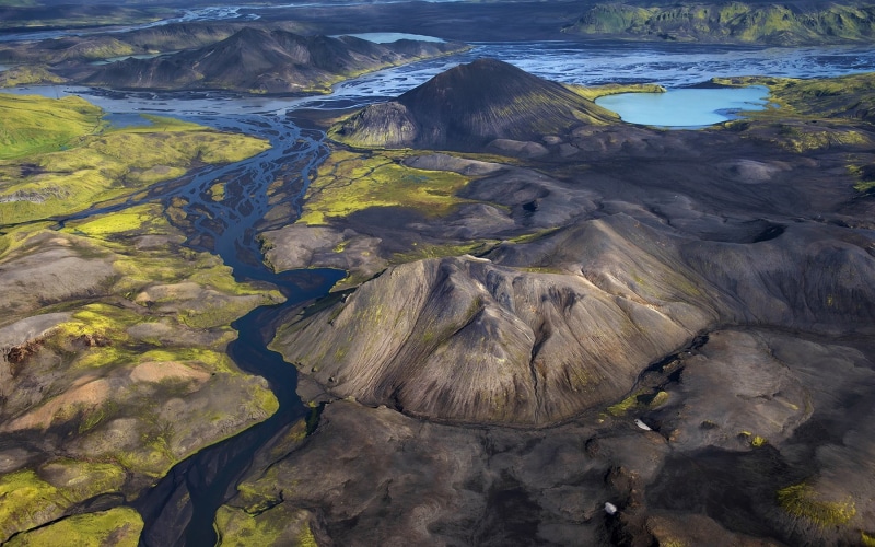river, day, 720P, formation, mountains, no people, Iceland, idyllic, black, rock, geology, non-urban scene, outdoors, land, wooden, nature, tranquility