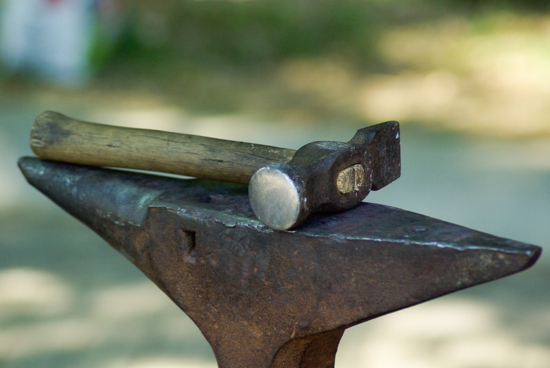hand tool, hammer, tool, anvil, wood - material, focus on foreground, old, wood, day, still life, close-up, screw, outdoors, work tool, no people, axe