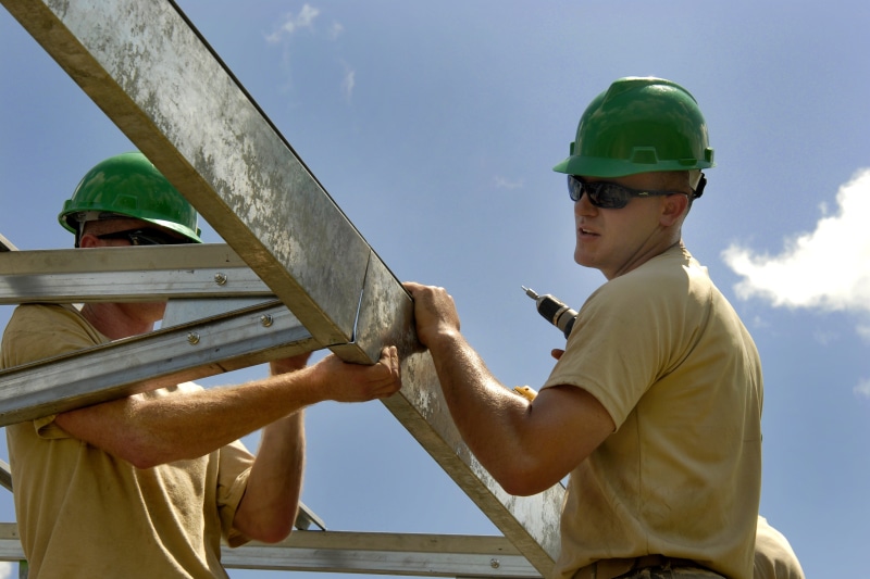 outdoors, construction Site, builder, males, 4K, man, young men, building, installing, steel, lifestyles, sky, people, industry, construction, men, construction Industry