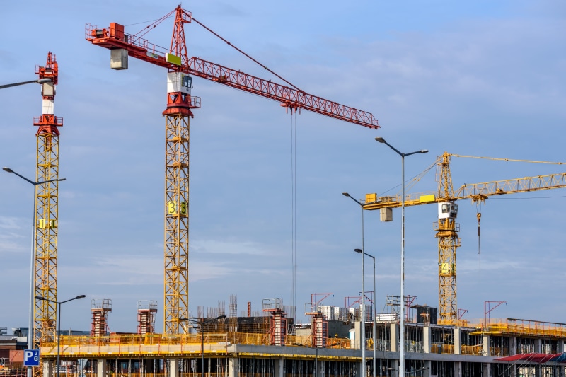 development, metal, scaffolding, business, site, built structure, steel, heavy equipment, sky, day, high, equipment, Construction company, industrial area