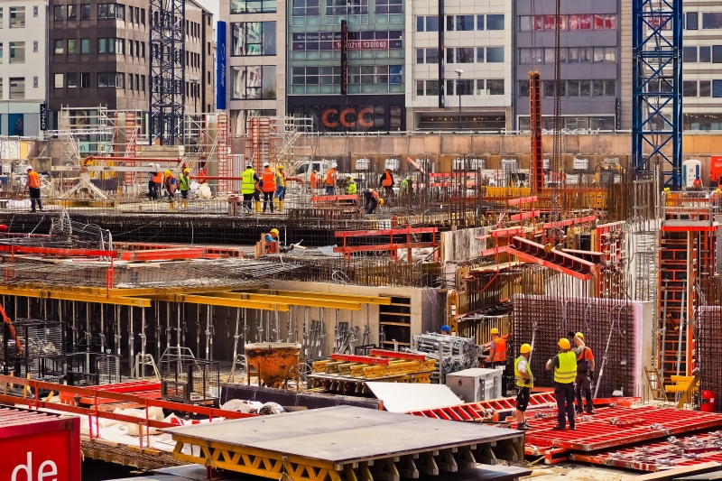 4K, reinforcing bars, material, site, construction worker, steel bars, steel mesh, working, workers, rebar, industry, construction industry, düsseldorf