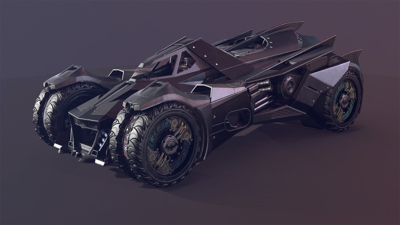 indoors, illustration, silver colored, studio shot, video games, Batmobile, car, mode of transportation, land vehicle, wheel, Batman: Arkham City, Batman