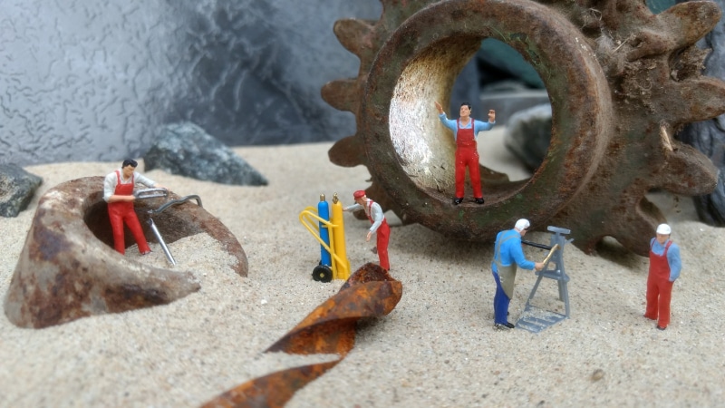 drill, craft, men, metal, standing, close-up, sand, security, nature, land, humorous, work clothes, assorted, creative, 4K, miniature figures, miniature