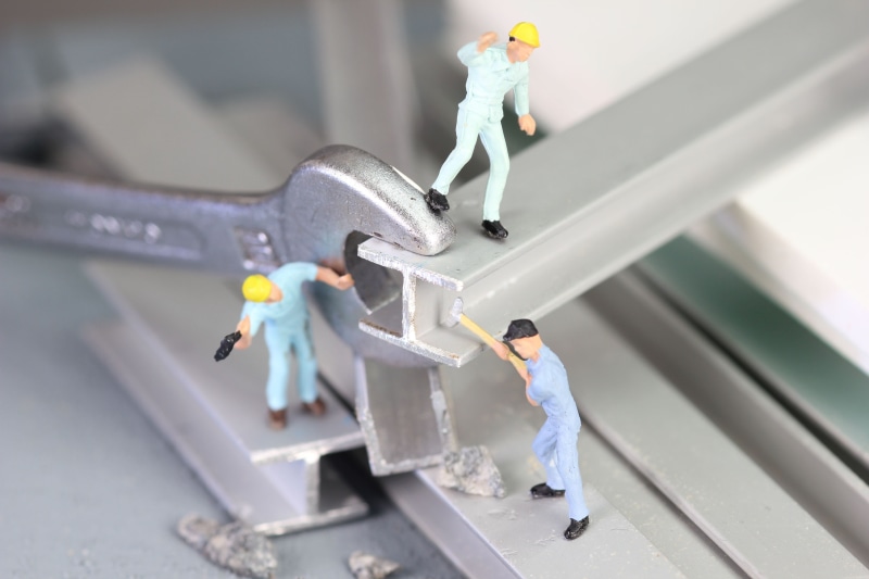 craftsmen, safety, teamwork, men, miniature figures, miniature figure, work, humorous, model construction figure, spanner, tool, representation, maurer
