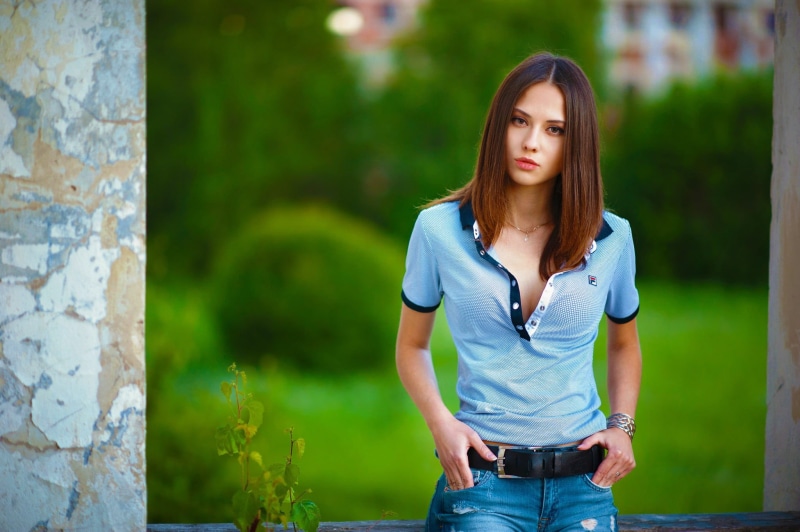 teenager, hair, shirt, blue, portrait, women, one person, standing, relaxation, young adult, hairstyle, adult, Catherine Timokhina, long hair, s, casual clothing