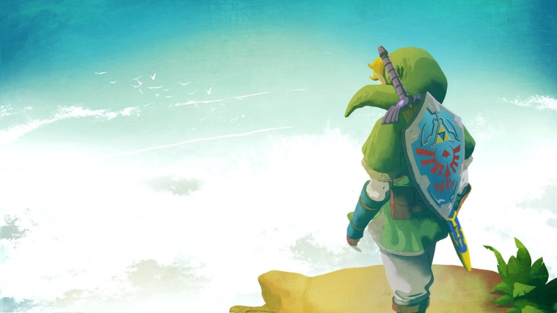 three quarter length, shirt, plant, outdoors, s, cloud - sky, 1080P, real people, Link, art and craft, people, leisure activity, The Legend of Zelda, Hylian Shield
