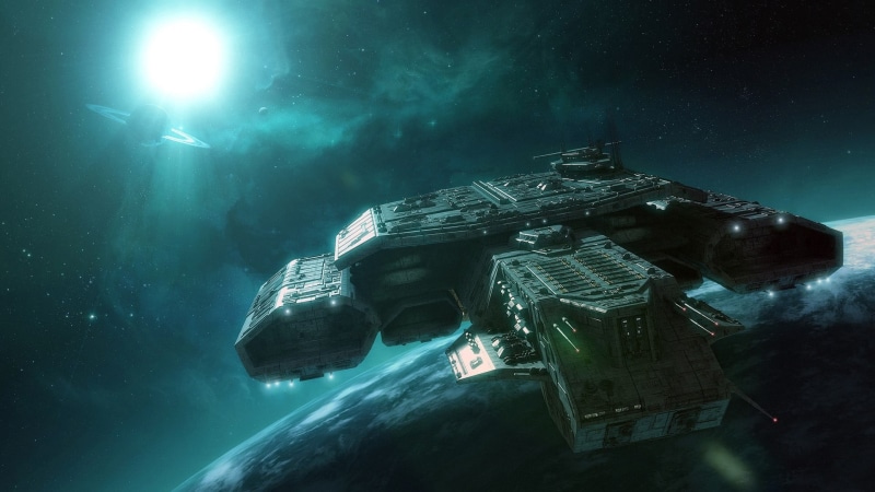 ethereal, 1080P, nature, no people, science fiction, illuminated, spacecraft, architecture, Daedalus-class, space, underwater, night, military, galaxy