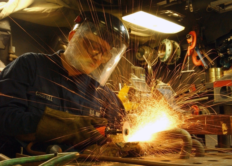 white, hardhat, industry, protective Workwear, job, person, welder, one person, motion, worker, equipment, metal Industry, welding Torch, indoors, working