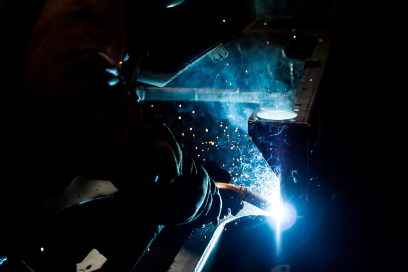 industrial, night, machine, workshop, stainless steel, occupation, rear view, welding, people, real people, metal, using, adult, enjoyment, welder, company