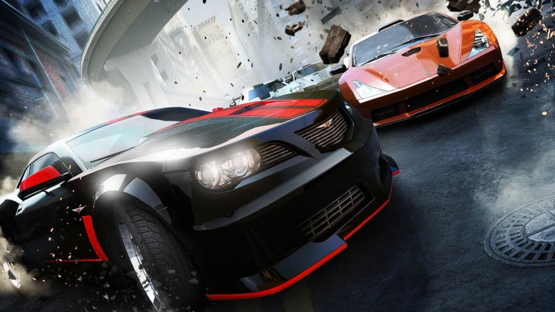 day, Ridge Racer, red, speed, racecar, video games, headlight, high angle view, 1080P, luxury, motor vehicle, professional sport, sport, no people, auto racing