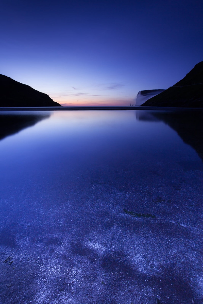 blue, sky, night, lake, long exposure, sunset, reflection, 720P, accepted, mountain, Tjørnuvík, tag, nature, beach  sand, body of water, sea, body, scenics
