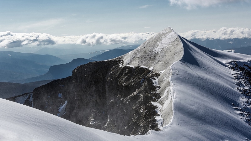 winter, mountain, kebnekaise mountain, snow, kebnekaise, mountain range, peak, lapland, 1080P, sweden, ridge, kiruna