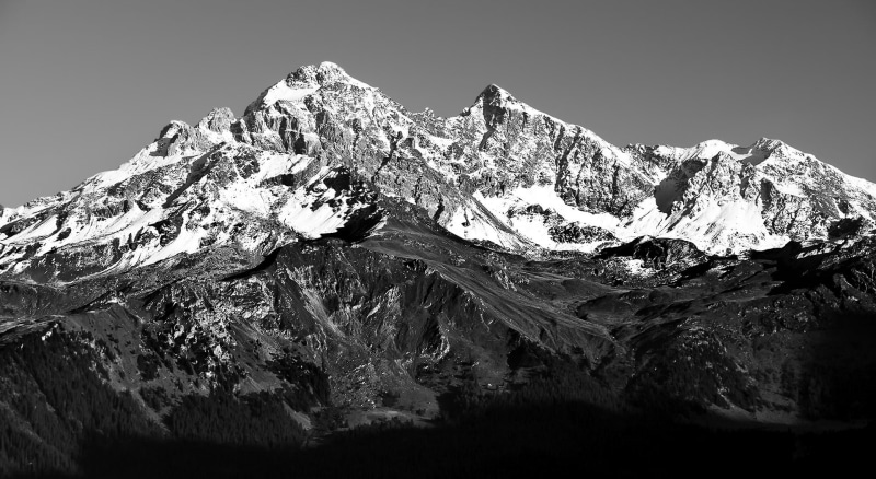 tranquility, Jagged, Monochrome, Switzerland, 1080P, graubunden, Peaks, scenics - nature, landscape, sky, White, non-urban scene, cantonofgraubunden, grayscale