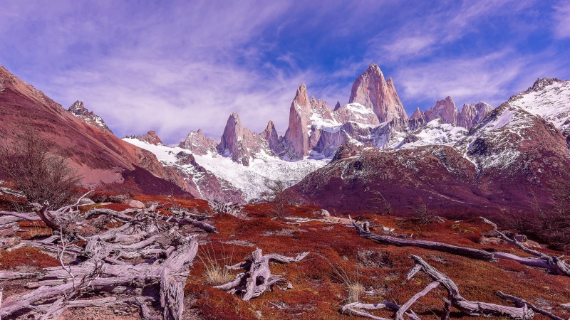 5k, cerro chalten, 5k uhd, mountain range, mount scenery, 5K, sky, monte fitz roy, fitz roy, wilderness, snow, stump, rock, mountain, los glaciares national park