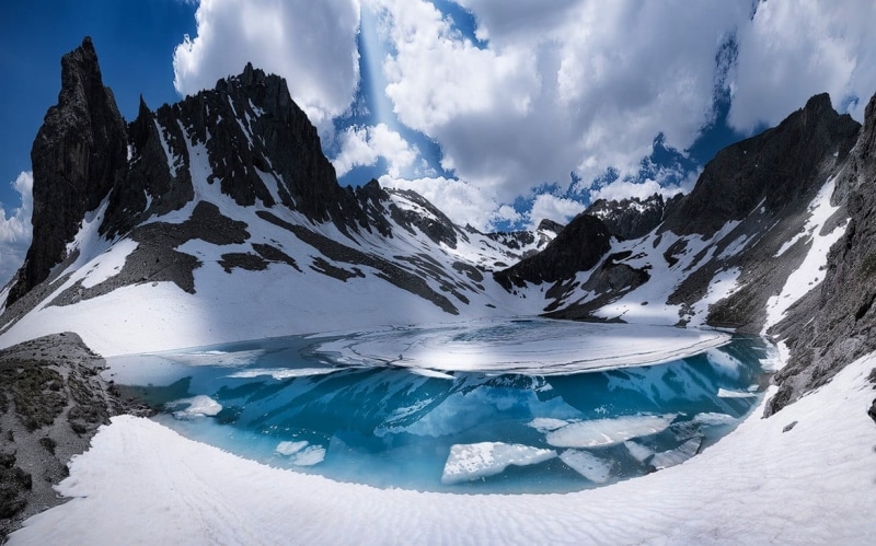 France, water, cold temperature, 480P, lake, mountain range, winter, white, summit, snowcapped mountain, tranquility, sky, beauty in nature, mountain