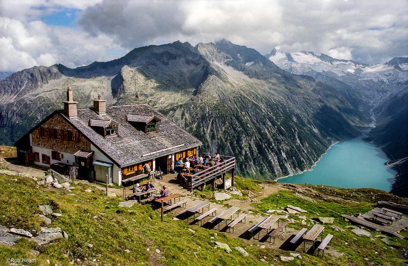 concrete, huts, lake, Mayrhofen, 2K, beside, european Alps, zillertal, Austria, landscape, europe, outdoors, Zillertal Alps, switzerland, nature, photo