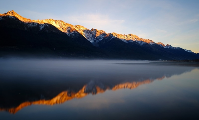 outdoors, reflection, 1080P, trees, snowcapped mountain, nature, scenics - nature, snowy, tranquility, mountain, water, non-urban scene, mountains, clouds