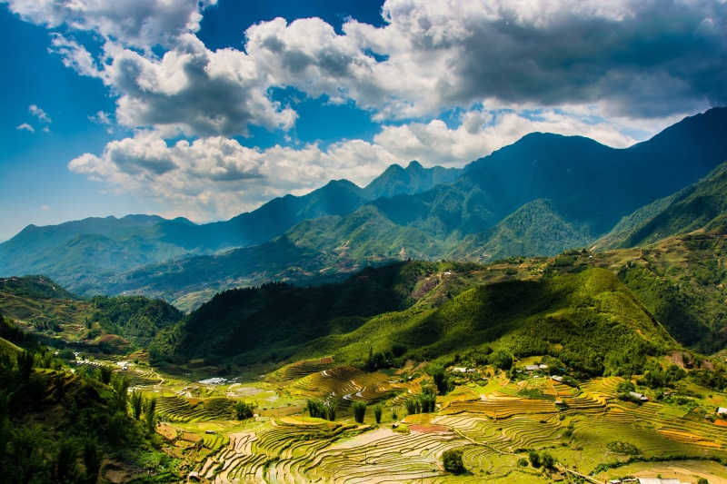day, asia, farm, beauty in nature, mountain range, no people, plantation, tranquility, terraces, scenics - nature, ground, agriculture, terrace, green color