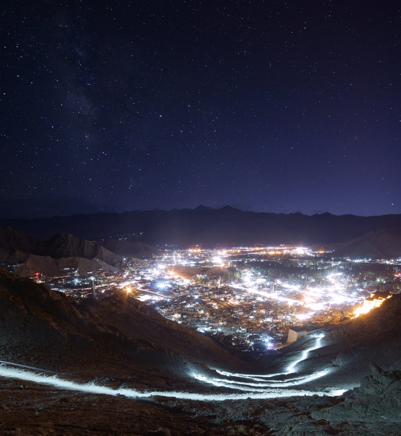 night, outdoors, stars, desert, space, tranquility, sport, space and astronomy, ladakh vacation, 5K, nature, land, glowing, star - space, galaxy, ride