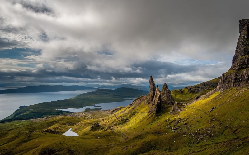 landscape, Old Man of Storr, day, plant, cloud - sky, tranquil scene, nature, idyllic, scenics - nature, sky, Scotland, beauty in nature, no people, Skye