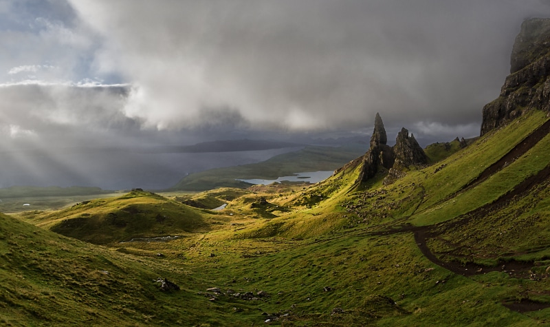 summer, hill, landscape, green, grass, 4K, Isle of Skye, photography, nature, cloud - Sky, mountain, green grass, scenics, iceland, Scotland, sky, old man of Storr