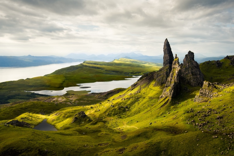 scotland, 1080P, mountains, morning, Old Man of Storr