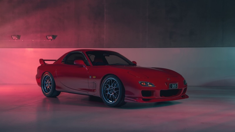 transportation, convertible, night, no people, mode of transportation, luxury, red car, sports car, vintage car, car, retro styled, illuminated, mazda