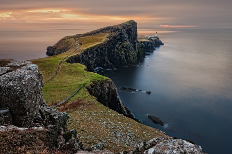 isle of skye, daytime, rock - object, cloud - sky, tranquility, green, idyllic, rocky coastline, mountain, rock formation, water, photography, 4K, non-urban scene