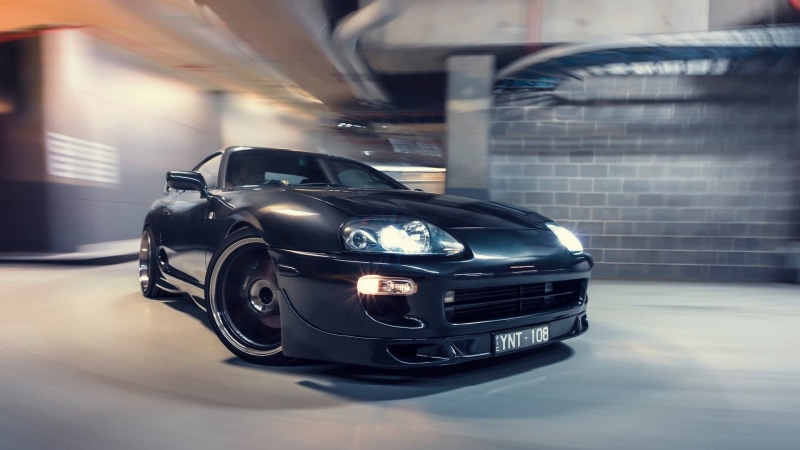 black cars, vehicle, JDM, Toyota Supra, sports car, motion blur, car, Toyota, Japanese cars, 1080P, Toyota Supra MK4