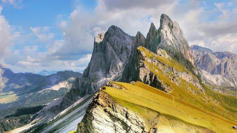 nature, formation, italy, travel, remote, idyllic, day, puez geisler nature park, sky, dolomites, mountain range, cloud - sky, val gardena, travel destinations