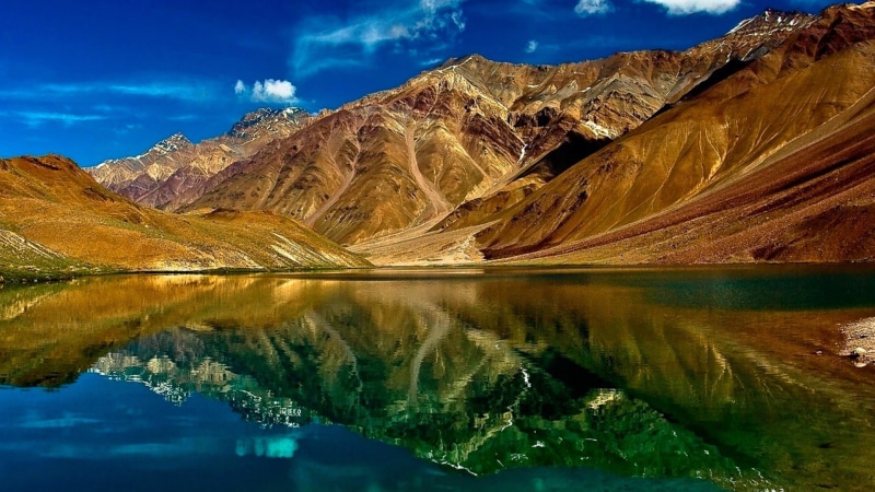 himachal pradesh, lake, asia, chandrataal lake, mountain, 1080P, wilderness, chandra tal, lake district, reflection, blue sky, chandra taal, moon lake