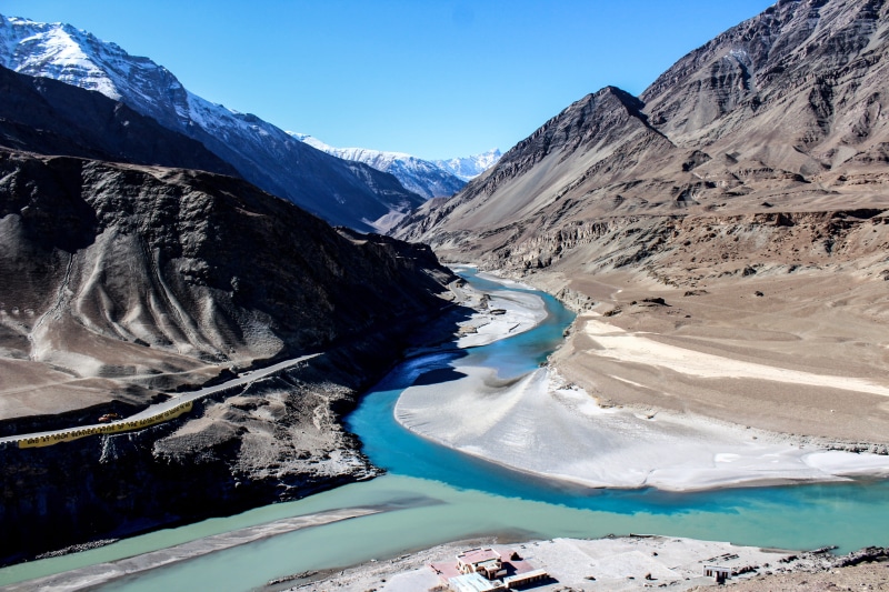 snow, indus river, nature, non-urban scene, winter, valley, asia, 5K, water, scenics - nature, river, rock, beauty in nature, tranquil scene, india, zanskar river