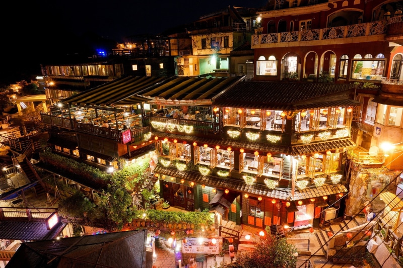 nature, no people, illuminated, travel destinations, built structure, Taiwan, outdoors, architecture, building exterior, jiufen, 1080P, urban, city life