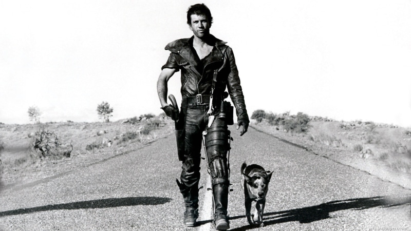 mel, gray, max, hd, mad, photography, movies, walking, man, bw, 1080P, scale, dog, gibson