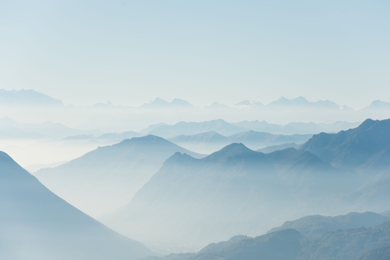 remote, blue, fogs, sky, environment, mountain peak, daytime, majestic, fog, white, outdoors, mist, mountain range, turquoise, misty, idyllic, non-urban scene