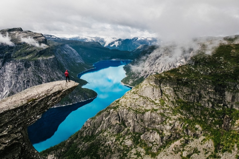 norway, valley, trolltunga, mountain, adventure, hiking, beauty in nature, near, fjord, solid, rock, edge, rock - object, leisure activity, scenics - nature