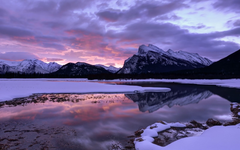1080P, Mountains, Banff, Clouds, Lake, Park, Canada, Winter, National, Sky, Alberta