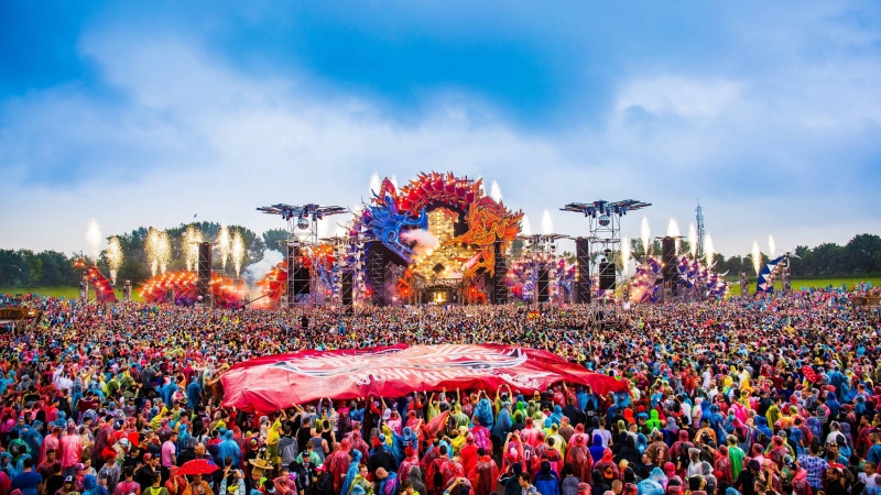 colorful, power hour, plant, real people, stage, architecture, group of people, Defqon.1, cloud - sky, arts culture and entertainment, celebration, crowd
