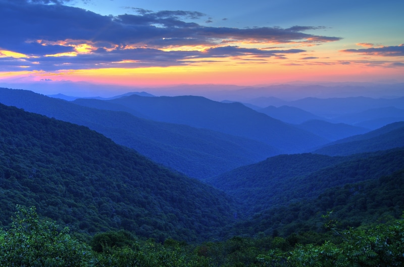 outdoors, Longview, mountain, Great Smoky Mountains, Sunset, foggy, hill, forest, travel, mountain Peak, hills, nature, North Carolina, Smokey Mountains