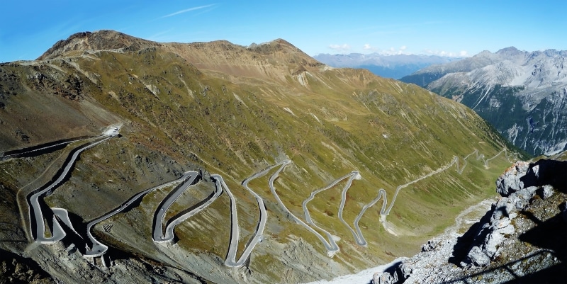 landscape, stelvio, aerial shot, no people, panorama, scenics - nature, non-urban scene, idyllic, mountain range, travel, summer, tranquility, snowcapped mountain