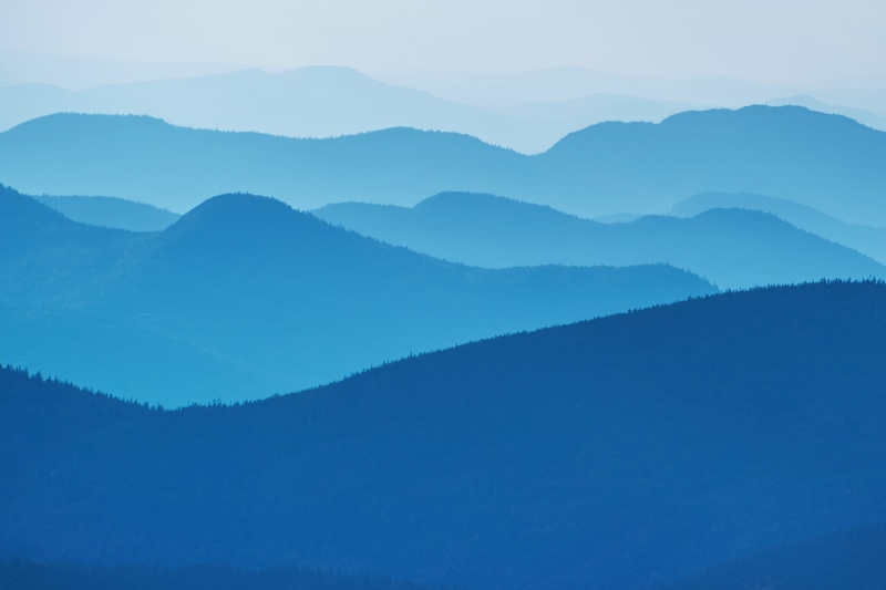 blue, weather, sky, Lake Placid, mountains, forest, outdoors, haze, cloud - sky, windows, environment, panoramic, no People, scenics, morning, layered