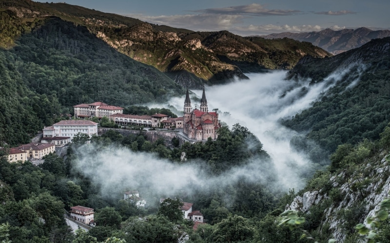 1080P, concrete, mountain range, Asturias, building exterior, plant, building, environment, sky, high angle view, scenics - nature, motion, architecture