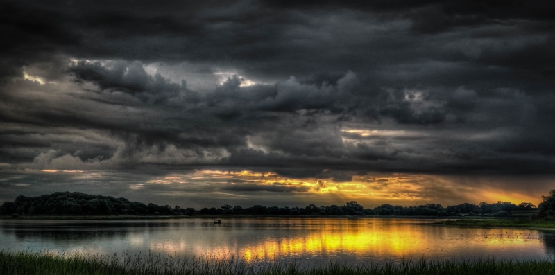 outdoors, hdr, golden, scenics, golden hour, sky, reflection, photo, beauty In Nature, panorama, hour, twilight, cloudscape, sunset, lake, clouds, nature