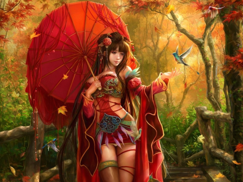 real people, red, asia, girl, feathers, geisha, decoration, multi Colored, young Women, hairstyle, yellow, young Adult, elegance, plant, females, umbrella