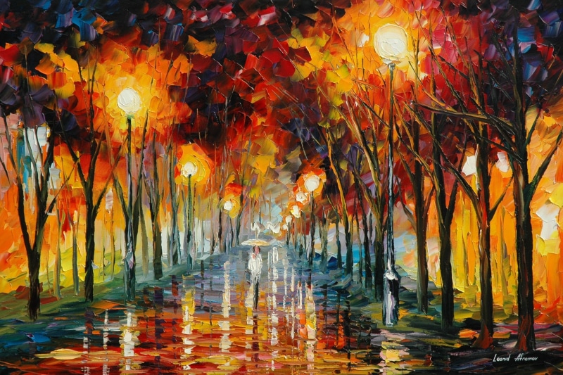 decoration, multi Colored, tree, illustration, people, glowing, landscape, painting, water, umbrella, beauty in nature, watercolor Painting, red, architecture