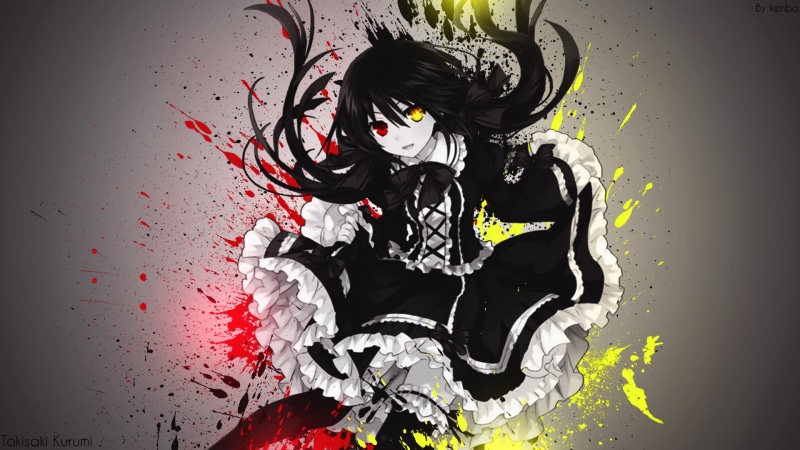 splatter, paint splatter, anime girls, anime, 1080P, Tokisaki Kurumi, Date A Live, kawai anime