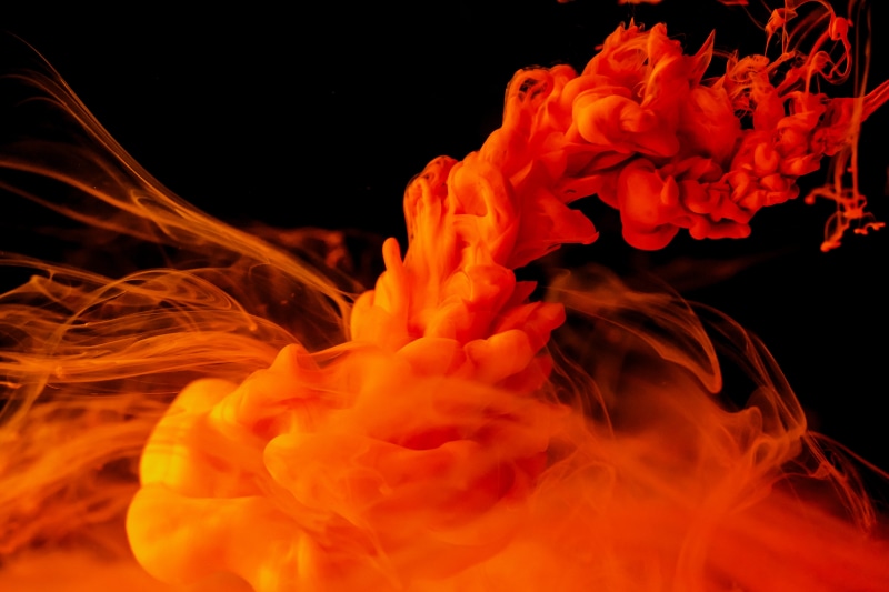 vibrant color, black, creativity, background, fire, motion, ink, nature, explosion, orange color, fire - natural phenomenon, studio shot, black background