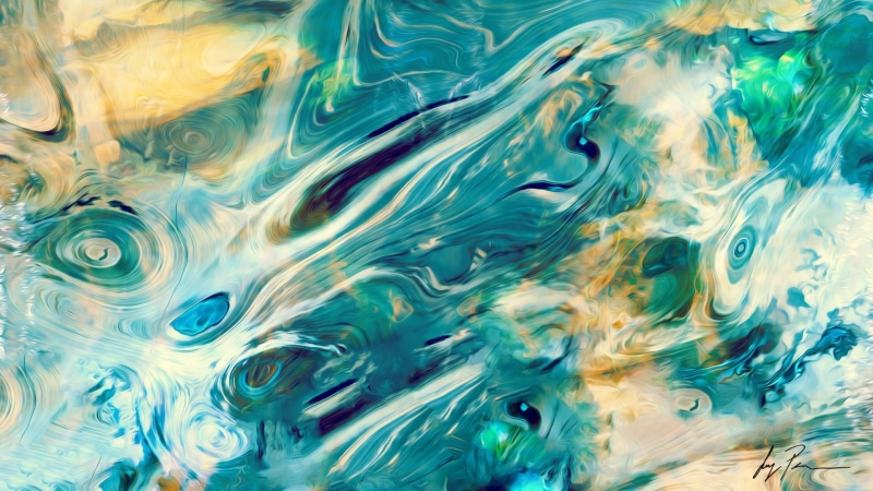 turquoise colored, day, full frame, teal, motion, outdoors, no people, artwork, natural pattern, painting, reflection, textured effect, sea, green, nature